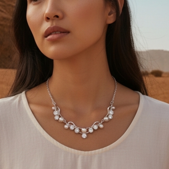 paparazzi Jewelry - Paparazzi Pearl & Silver Necklace & Earrings